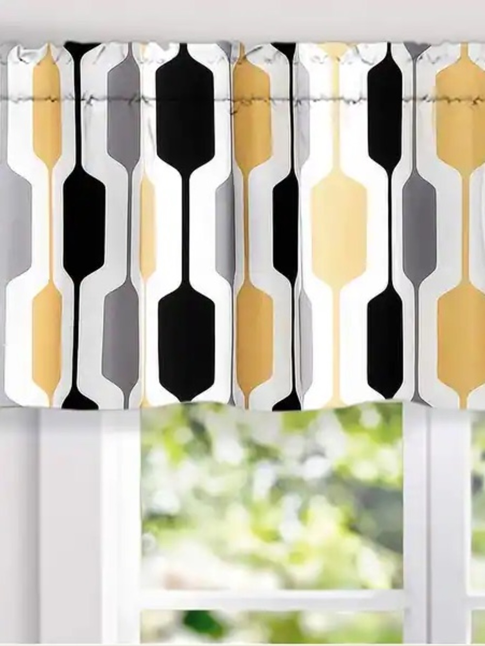 DriftAway Riley Geo Lined Window Curtain Valance  50x18 Polyester Yellow